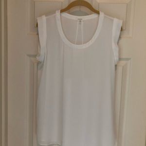 Pleione Sleeveless White Scoopneck Blouse